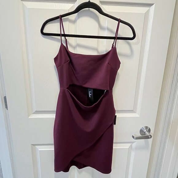 NWT Lulus Cutout On The Town Plum Purple Cutout Bodycon Dress - Size M - Picture 2 of 4